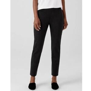 EILEEN FISHER Charcoal Melange Ponte Knit Stretch Slim Ankle Pants Xl